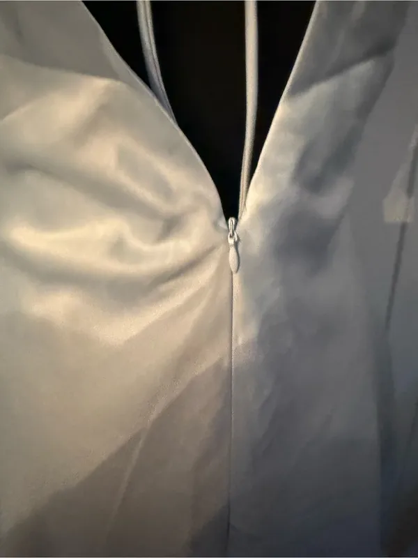 Peppermayo Light Blue Satin Open-Back Mini Dress - Image 3
