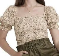 Madewell Hopewell-Puff Sleeve Crop Top In Cottage Garden- Sz Sm - Image 6