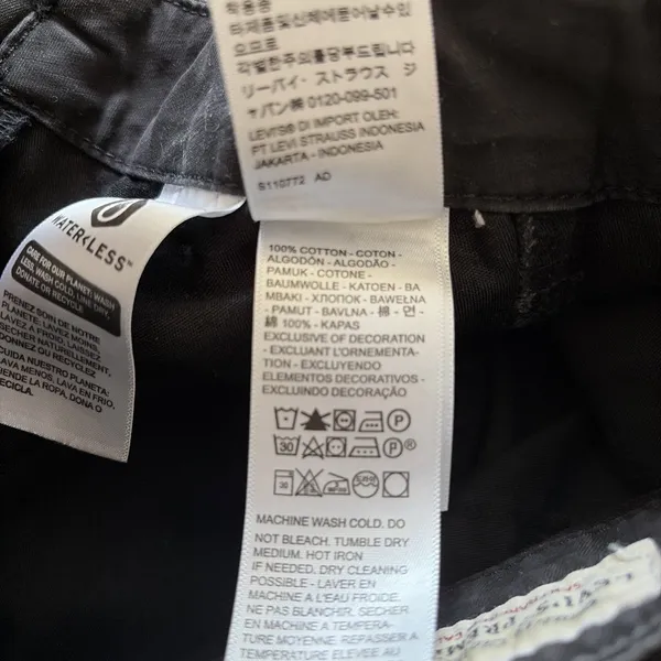 Levi's Premium Loose Cargo Pants Womens Size 23 Black Wide Leg Cotton Y2K - Image 6