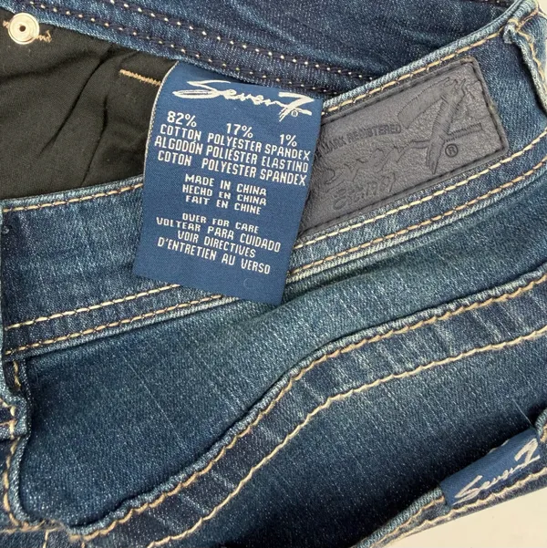 Seven 7 Jeans Women’s 4 Blue Slim Boot Super Stretch Denim Whisker Wash NWT - Image 5