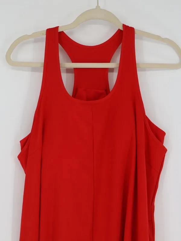 Halara Breezeful High Low 2-Piece Dress L Red Flowy Midi Quick Dry NWT - Image 2