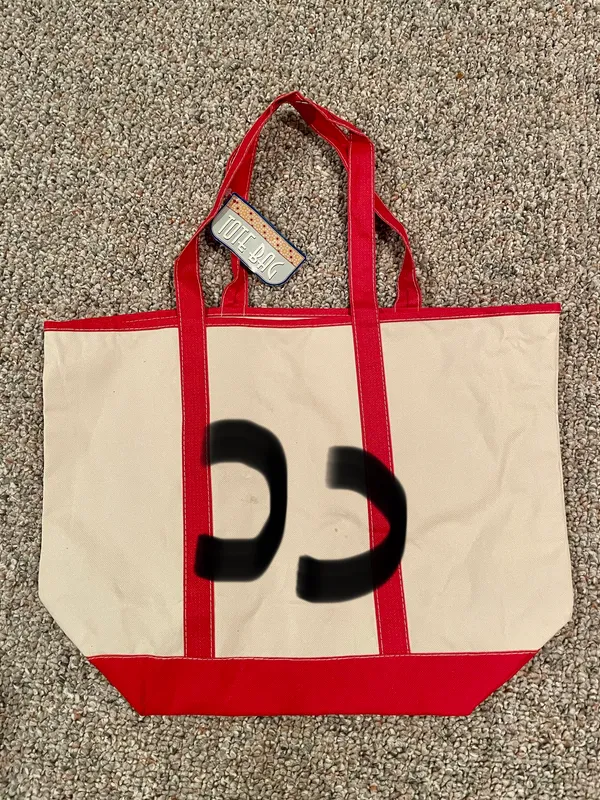 New With Tags Canvas Tote Off White Red - Image 2