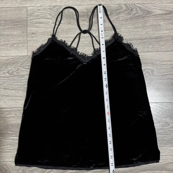 Abercrombie & Fitch Black Y2K Velvet Lace Trim Cami Tank Whimsigoth‎ Top Women S - Image 8