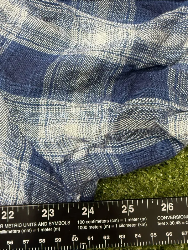 Wrangler Babydoll Plaid Blue White Western Shirt Popover V-Neck Flannel XXL‎ - Image 7