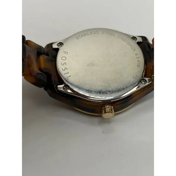 Fossil ES-2922 Women Tortoise Shell Brown Dial Watch Gold‎ Tone Stainless Steel - Image 11