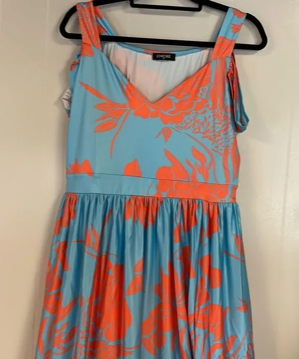 Chic Me Floral Maxi Dress Cold Shoulder Sz Xl - Image 2