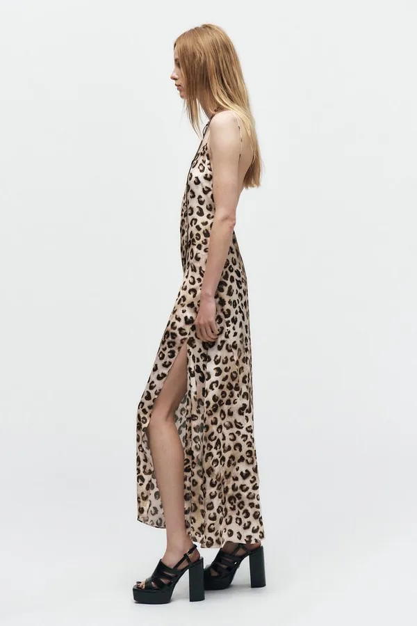 Zara maxi dress Satin animal print leopard cheetah flowy casual summer - Image 16