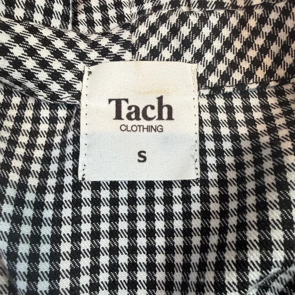 Tach Cedrina Gingham Embroidered Smocked Wrap Blouse Black White‎ Size Small - Image 6