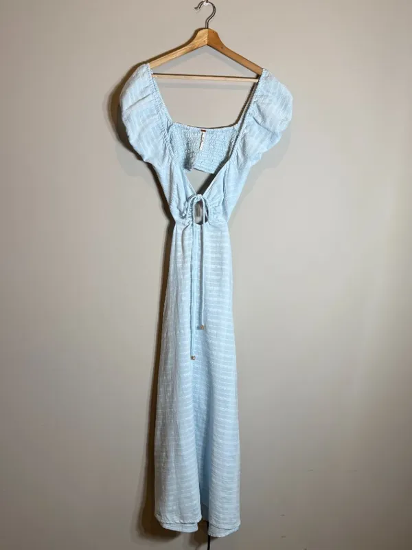 Free People Endless Summer Extra Dose Midi Dress Women's Small Blue Keyhole Boho - Image 5