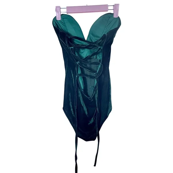 NWT Velvet Sweetheart Neck Strapless‎ Bodysuit Bustier Top Cross Back Small - Image 7