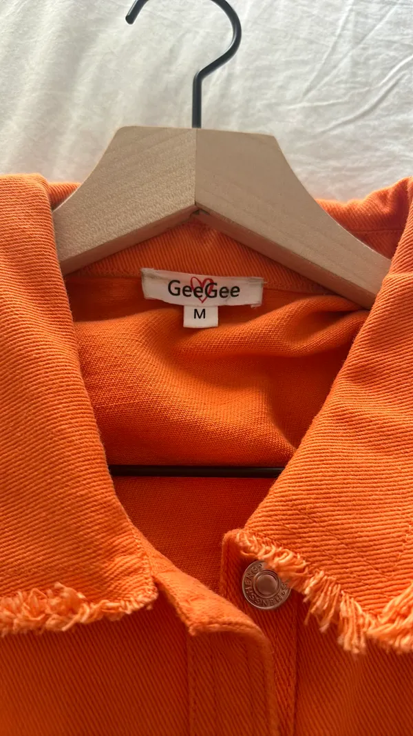 Denim Style Jacket Orange Size M - Image 5