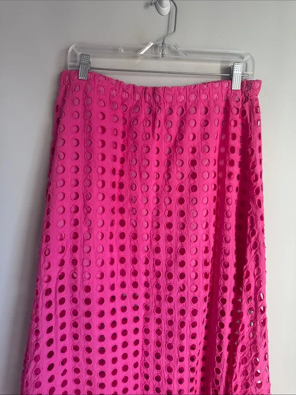 Tuckernuck Hot Pink Cotton Eyelet Eve Skirt Large - Image 3