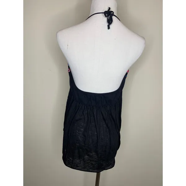 Y2k American Eagle Black Embroidered Halter Top Babydoll Sz Large Boho Festival - Image 3