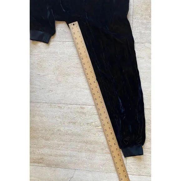 Alice‎ + Olivia Black brown Velvet Joggers Lounge Pants Elastic Waist Cuffs XS - Image 5