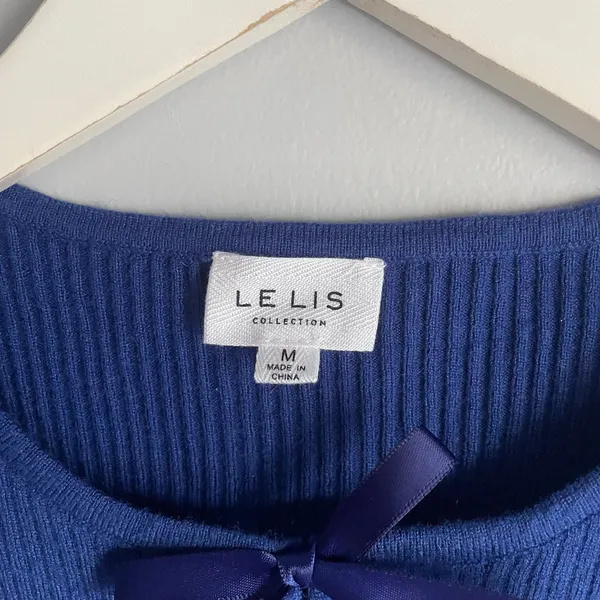 Lelis Collection Cobalt Blue Sleeveless Coquette Bow Ribbed Tank Top size Medium - Image 3