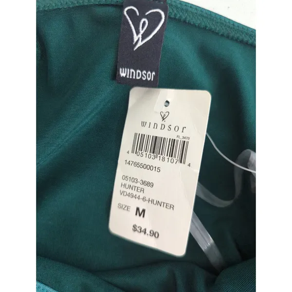 Windsor Hunter Green Satin Bodycon Faux Wrap Mini Dress Medium NWT Party Holiday - Image 8
