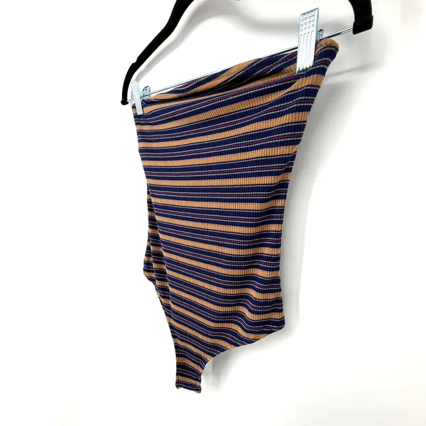 Free People Intimately Stripe Out Bodysuit Y2K 90s Indie Ribbed Small Strapless - Image 5