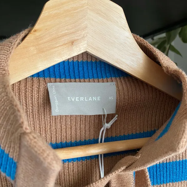 NWT Everlane Lace Up Wool Cotton Striped Sweater - Image 2