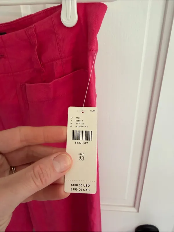 NWT Anthropologie Maeve Colette Pink Wide Leg Crop Pants Size 28 - Image 2