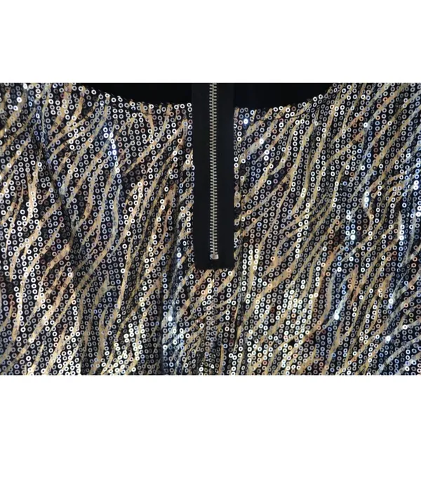 Gold Black Sequin Strapless Mini Dress Size M - Image 6