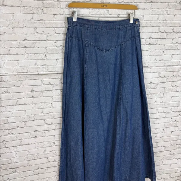 Vintage Southwest Canton Denim Basque Waist A line Maxi Skirt - Image 3