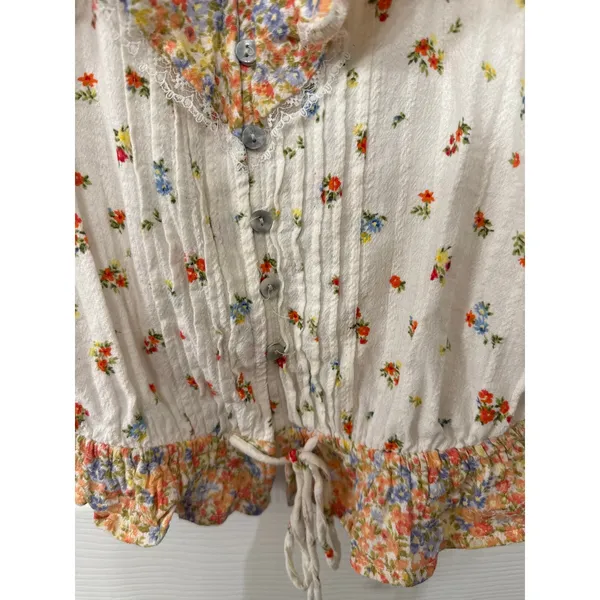 American Eagle Women's Cream Floral V-neck Cinch Cami, M - Image 7