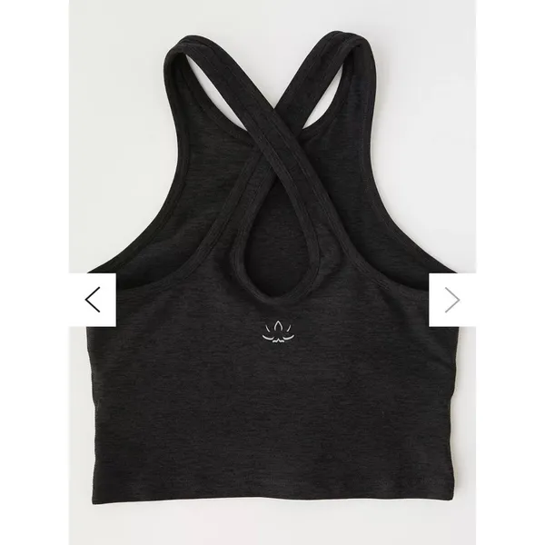 Beyond Yoga Studio Space Dye Cross Back Heather Black Gym Fitness Tank Top M - Image 3