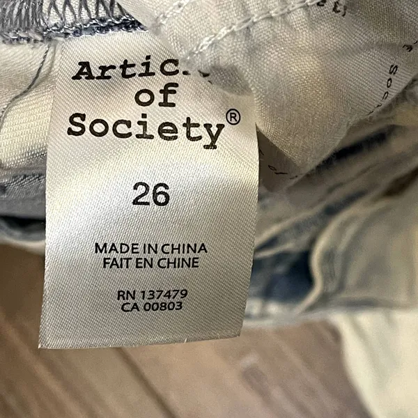 Article Of Society Straight Leg Jeans Frayed Hem Tie Dye Bleached Denim 26 Women - Image 8