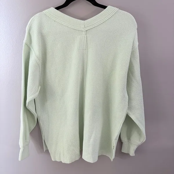 Aerie Mint Green Oversized Pullover V-Neck Sweater Boho Coastal XXS - Image 4