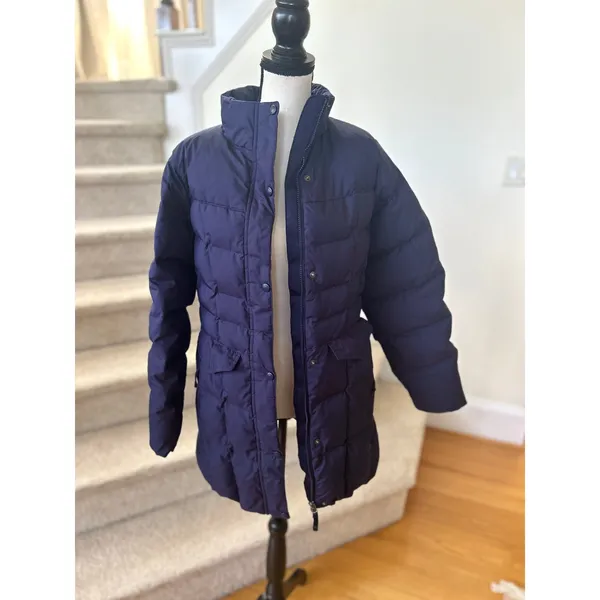 L.L.Bean Navy Down Fill Thigh Length Puffer Jacket - Image 2