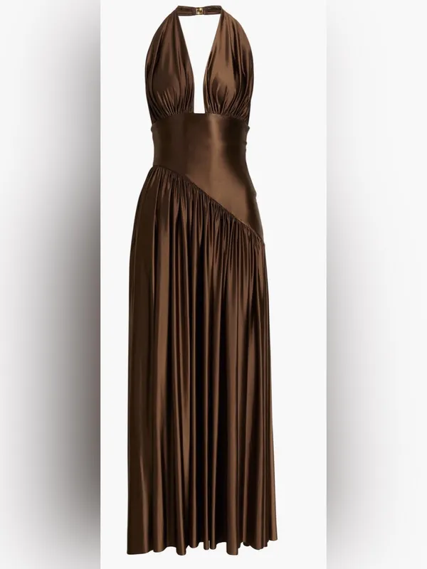 NEW Delfi Collective Rae Jersey Halter Gown Sz M - Image 4