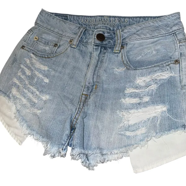 American Eagle Cut Off Jean Shorts High Rise Festival Size‎ 0 Distressed Grunge - Image 2