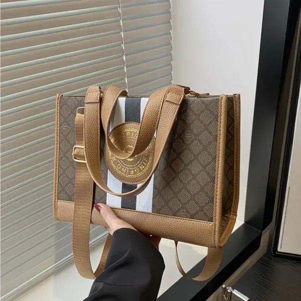 Monogram Stripe Tote Bag G Logo Medallion Top Handle Crossbody Shoulder Bag NIP - Image 10