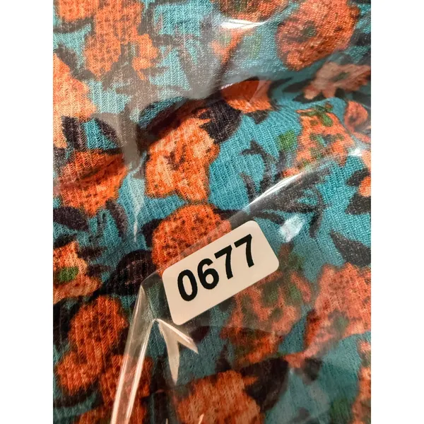 Melloday Teal Floral Smocked Square Neck Ruffle Sleeve Blouse Medium‎ NWT - Image 7