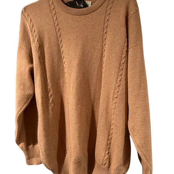Quills Woolen Market Knit Irish Fishing Sweater Large Natural Wool dark beige-L - Image 4