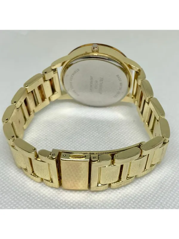 Gold tone tortoiseshell style women watch 38mm quartz analog up to 7.5” running - Image 7
