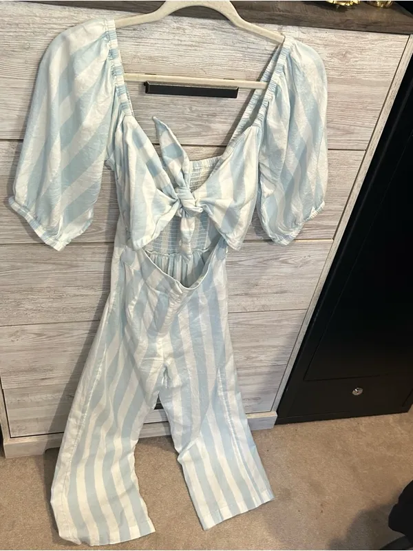 Billabong Dizzy Daze Romper Blue & White Size Small - Image 4