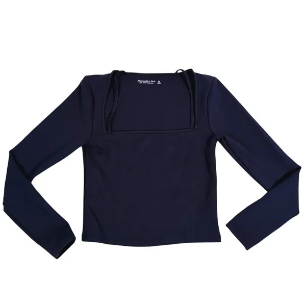 Abercrombie & Fitch Strappy Long Sleeve Top Size XS Black Square Neck Party Y2K - Image 2