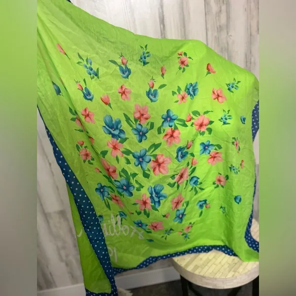 Hollister Floral Polka Dot Scarf Bandana Wrap – Green Blue Pink – One Size – NWT - Image 3