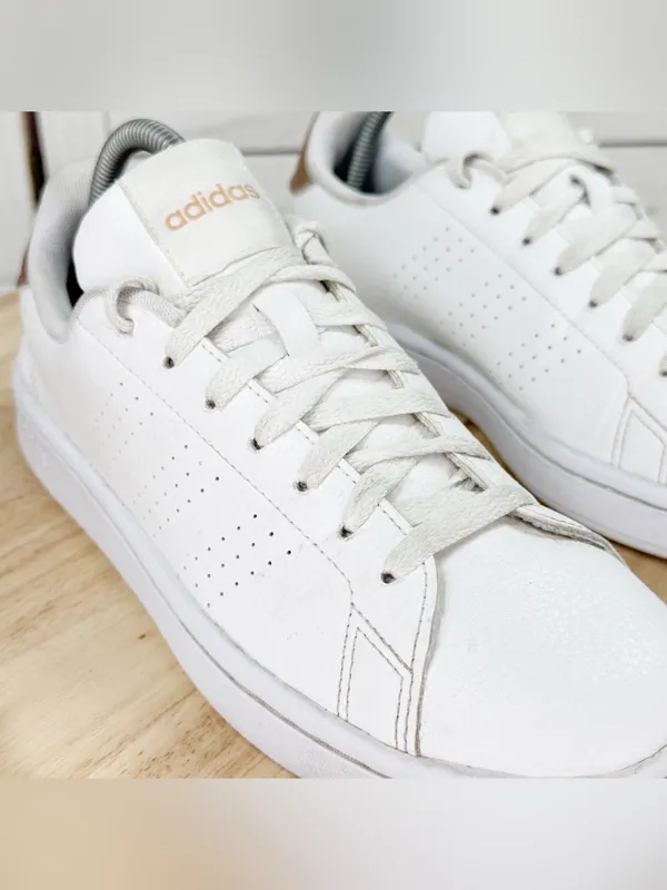Adidas Advantage Low Top Sneakers White Copper Women 8.5 Leather Preppy Retro - Image 7
