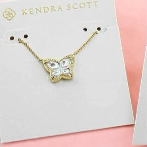 Kendra Scott Lillia Butterfly Gold Stud and Necklace Earrings In Dichroic Glass - Image 6