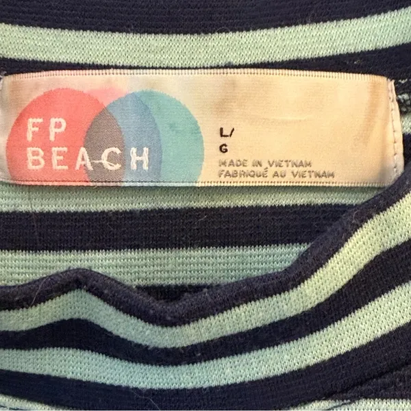 Free People Beach On The Line Ponte Mini Dress Large‎ Navy Mint Striped Casual - Image 8