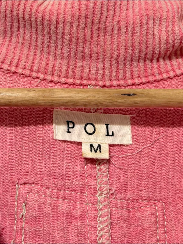 POL Pink Tweed Shirt Jacket Size Medium Shacket Patchwork Boho - Image 3