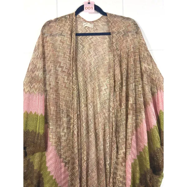 Free People Cairo Shimmer chevron Kimono Cardigan duster OS - Image 4