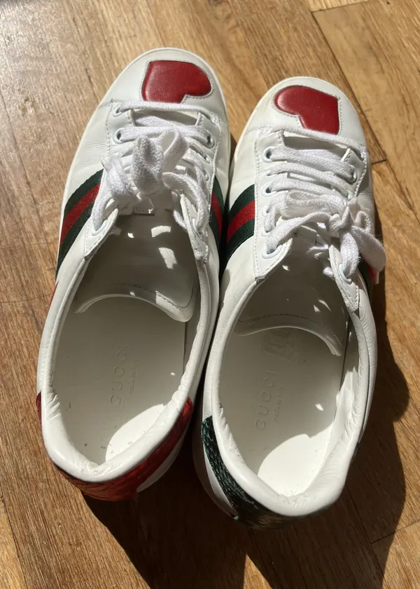 Gucci Shoes  Heart Ace Embroidered Sneakers - Image 2