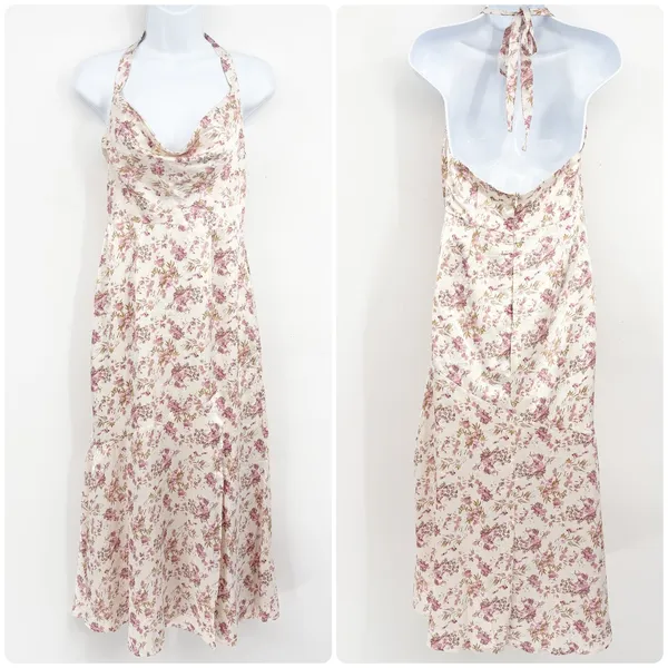 Saints + Secrets Women Cottagecore Floral Cowl Neck Halter Romantic Maxi Dress S - Image 3