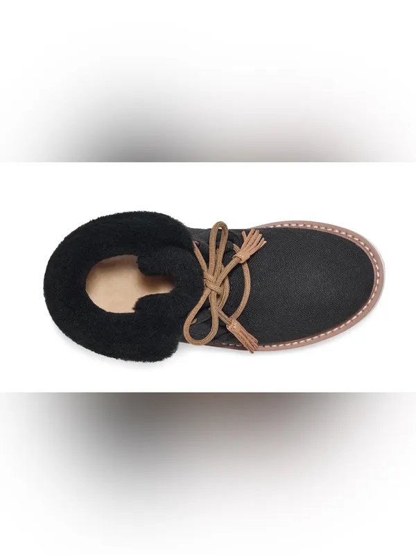 Sanuk Black Ankle Boot with Brown Laces and Trim Size 7 - Image 5