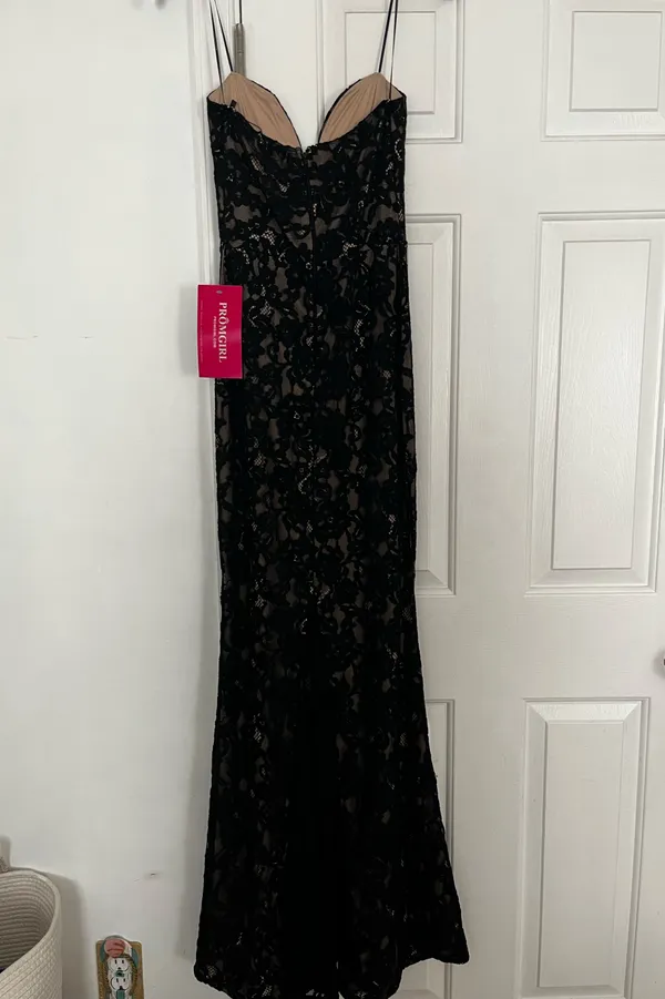 PromGirl Maxi Black Lace Prom Dress - Image 2