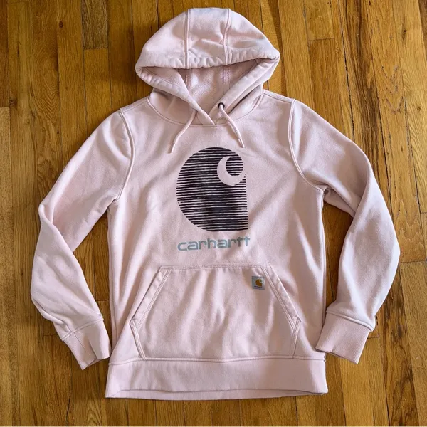 CARHARTT Rain Defender‎ Relaxed Fit Midweight Logo Graphic Sweatshirt Pink Small - Image 2