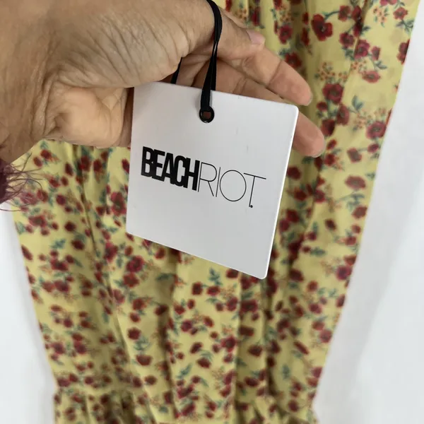 Beach Riot Malia Maxi Dress Womens Large Yellow Floral Back Tie Spaghetti‎ Strap - Image 12